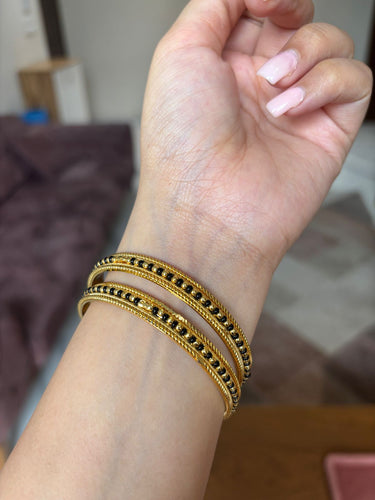 Golden Black Beads Bangle